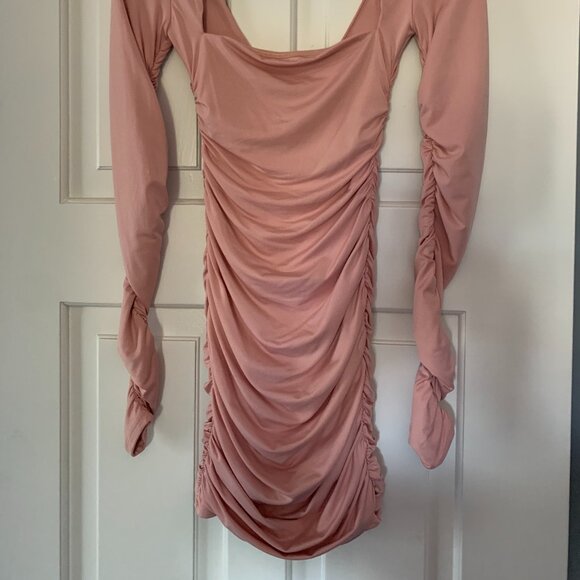 OH Polly Flatter Me Long Sleeve Ruched Bodycon/Bandage Mini Dress (NWT) - Picture 5 of 7